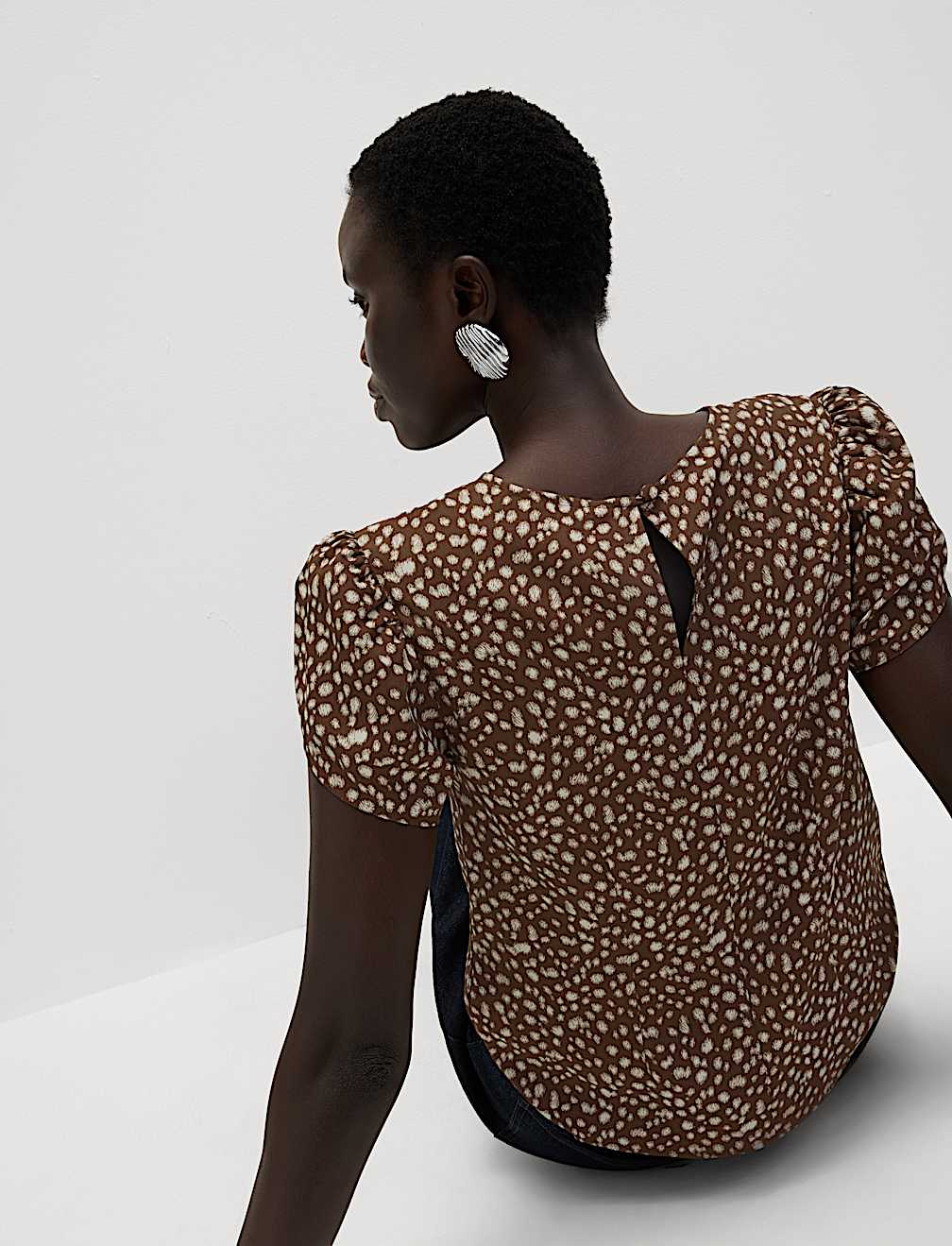 Printed Puff Sleeve Top