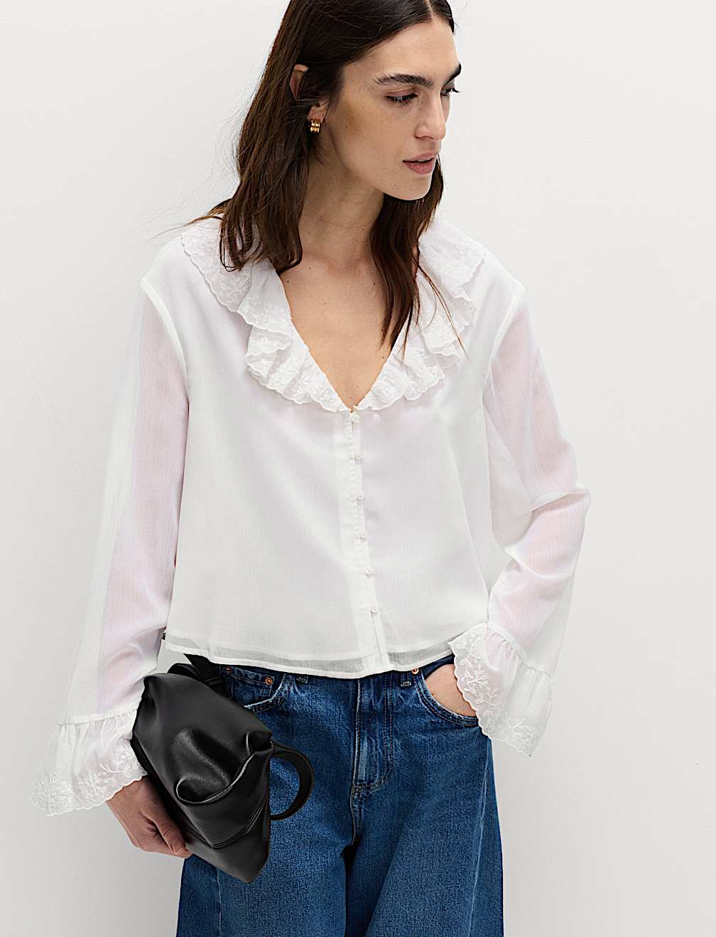 Broderie Frill Detail Blouse