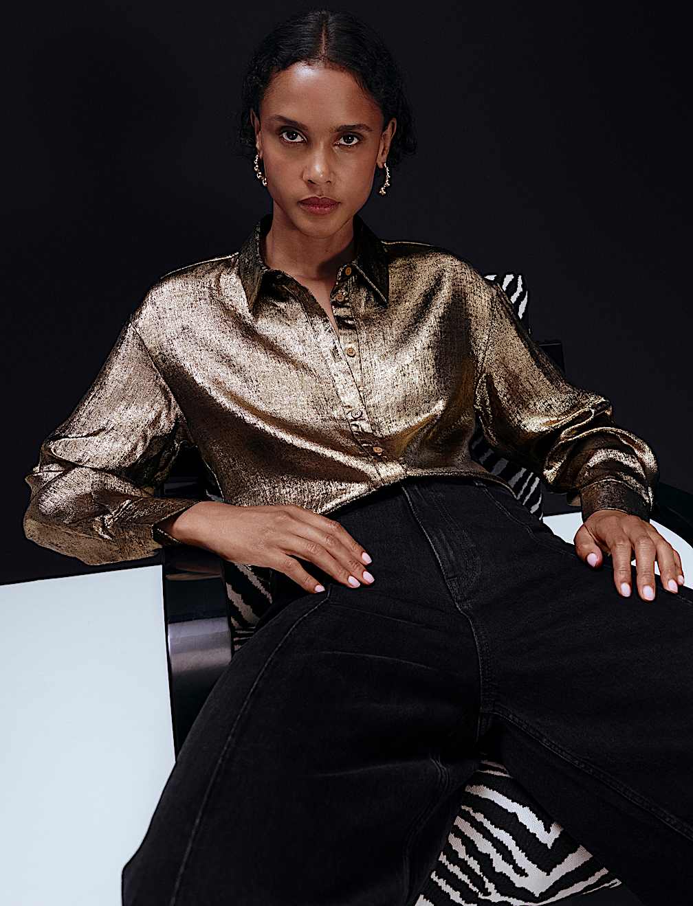 Foil Print Collared Shirt