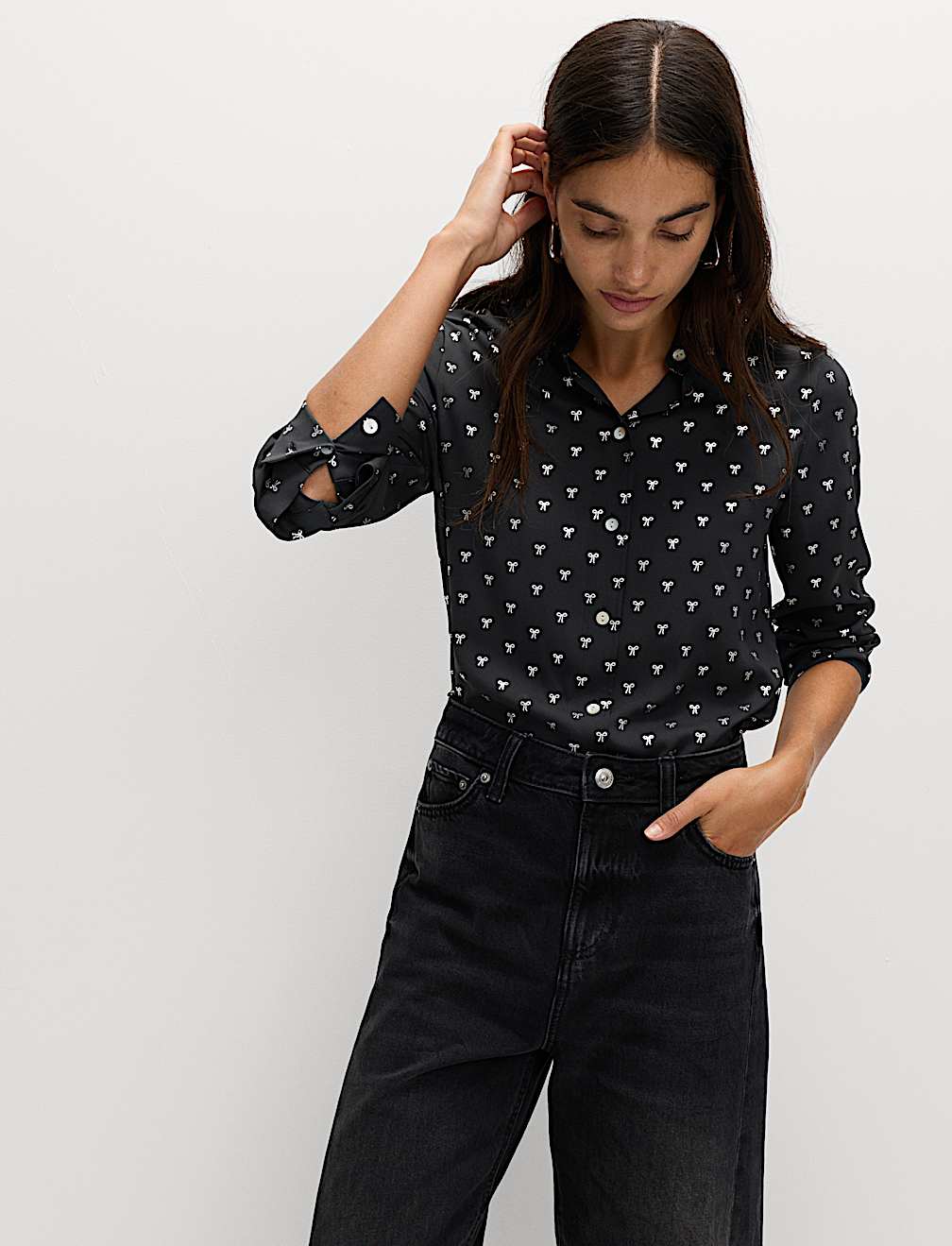 Foil Print Collared Shirt