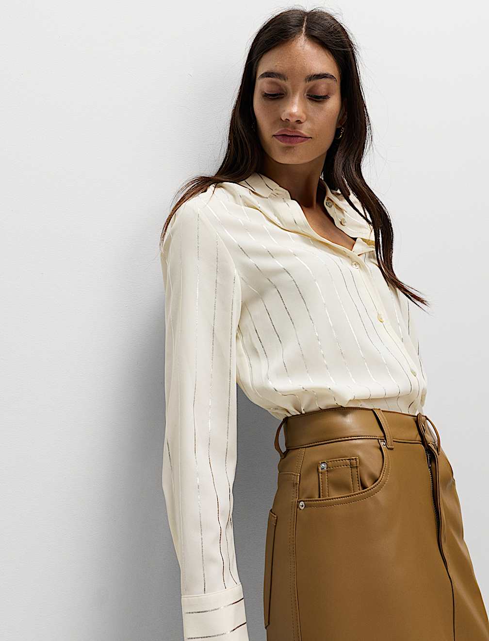 Foil Print Collared Shirt