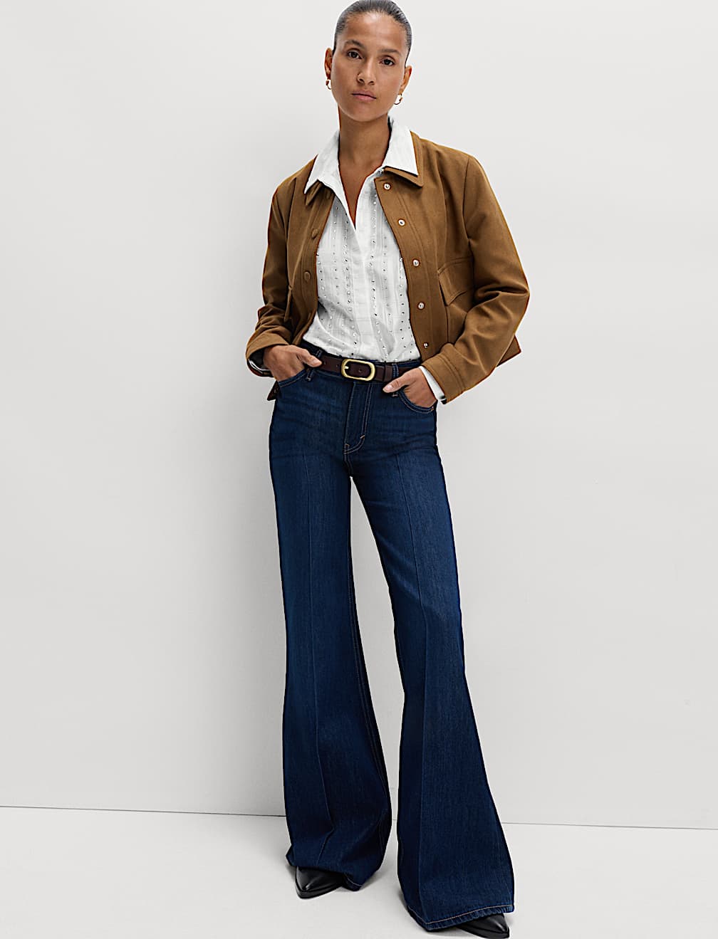 Checked Embellished Collared Shirt