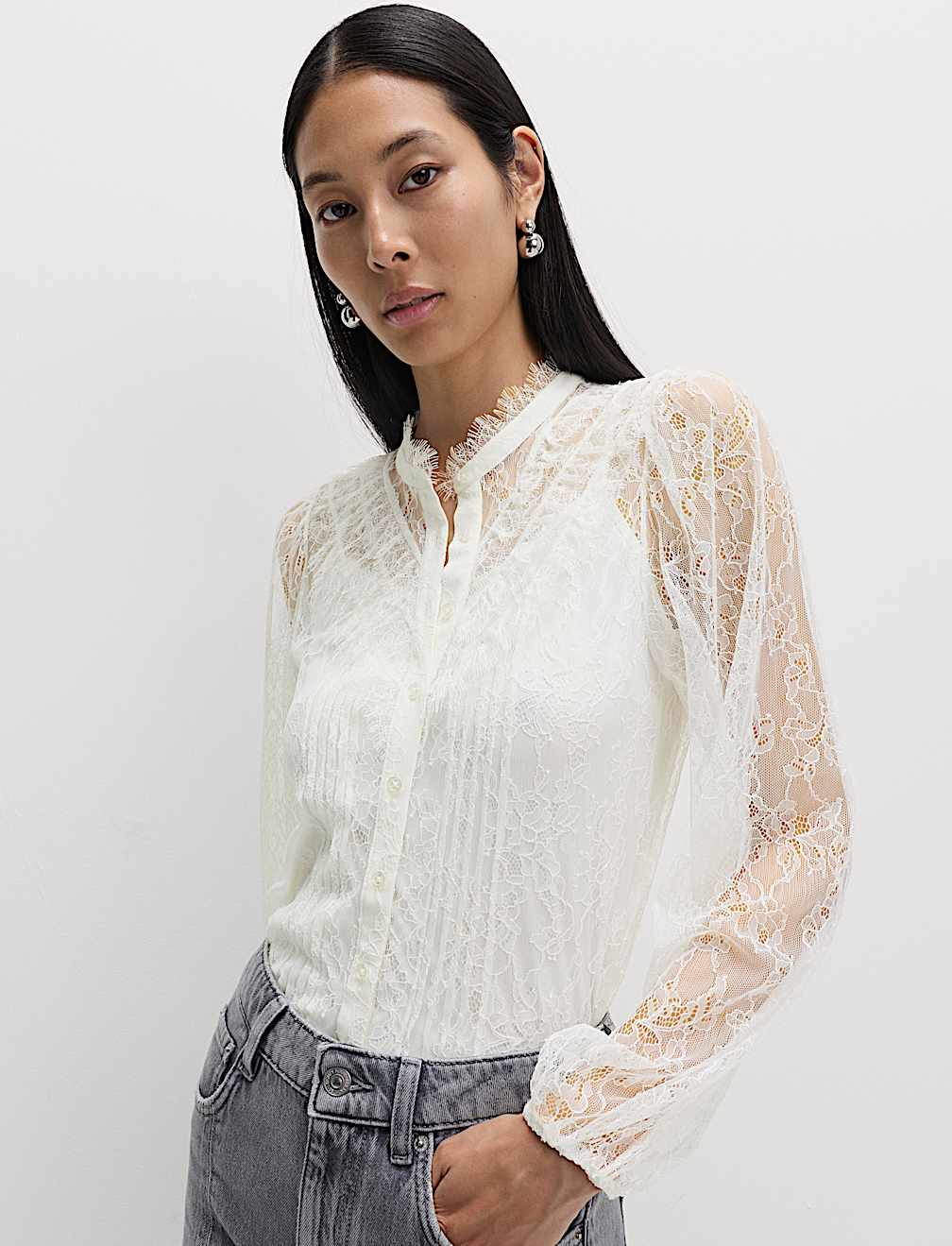 Lace High Neck Shirt