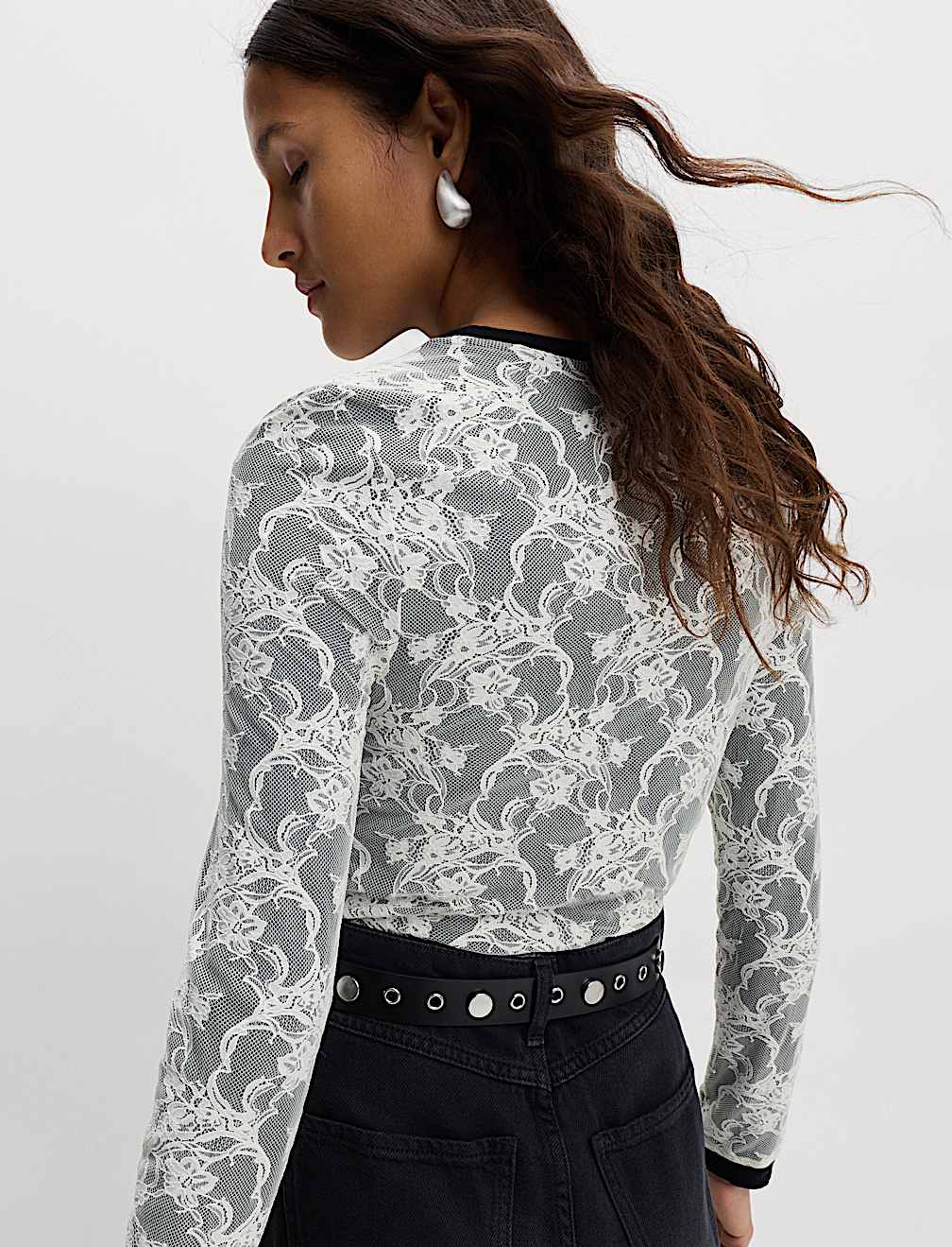Lace Jersey Long Sleeve Top