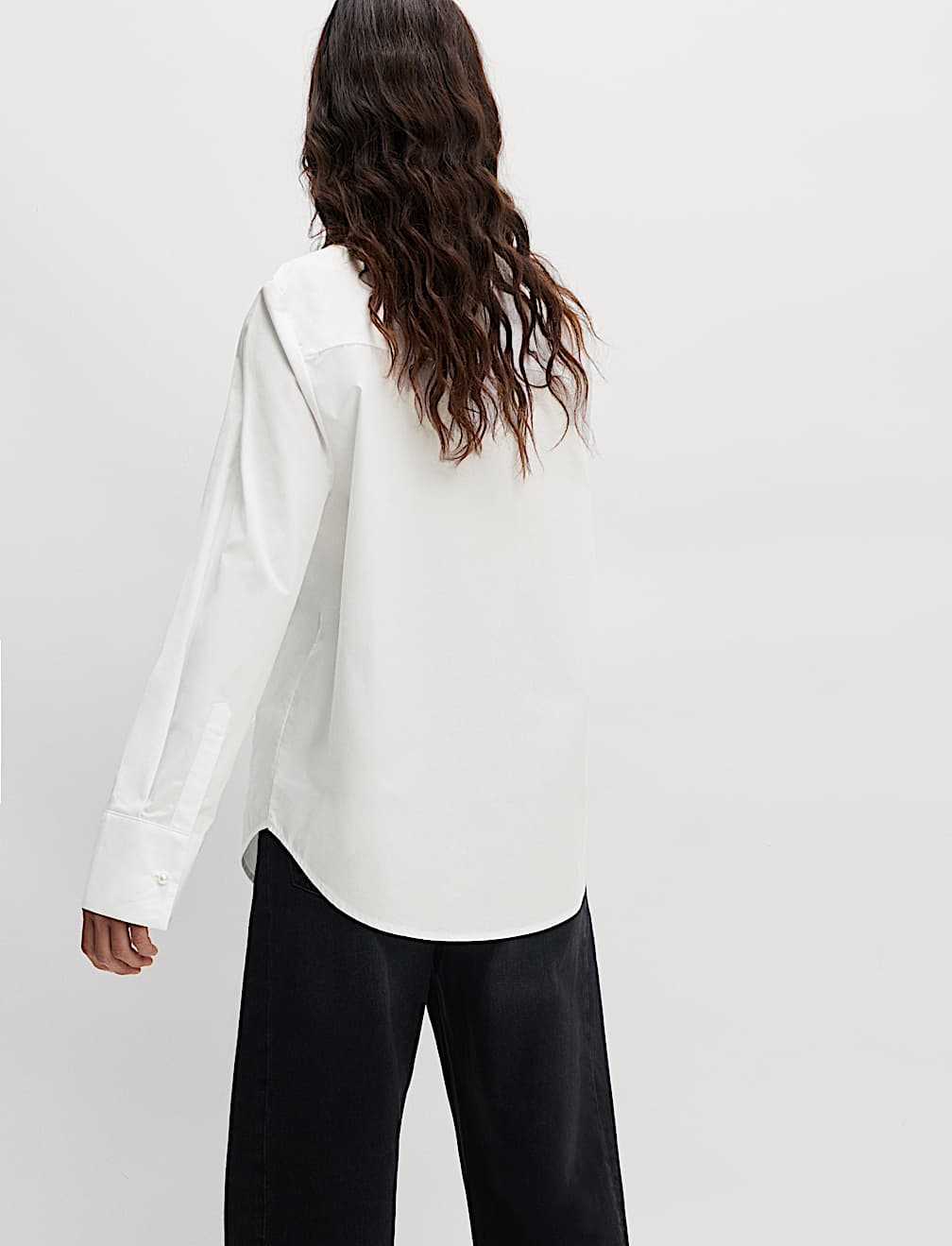 Pure Cotton Beaded Collar Oversized Shirt