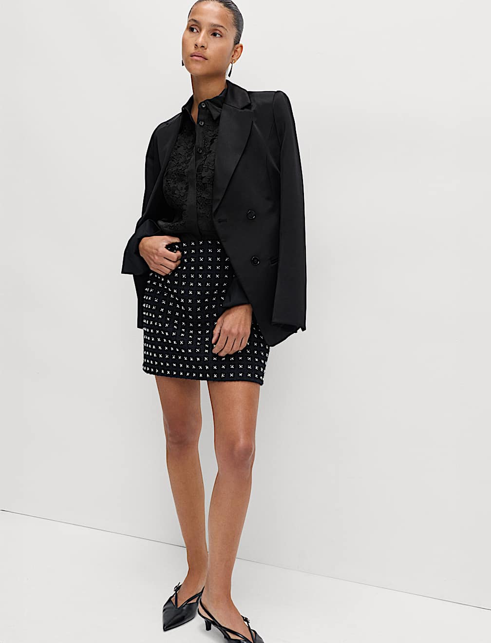 Lace Bib Collared Shirt