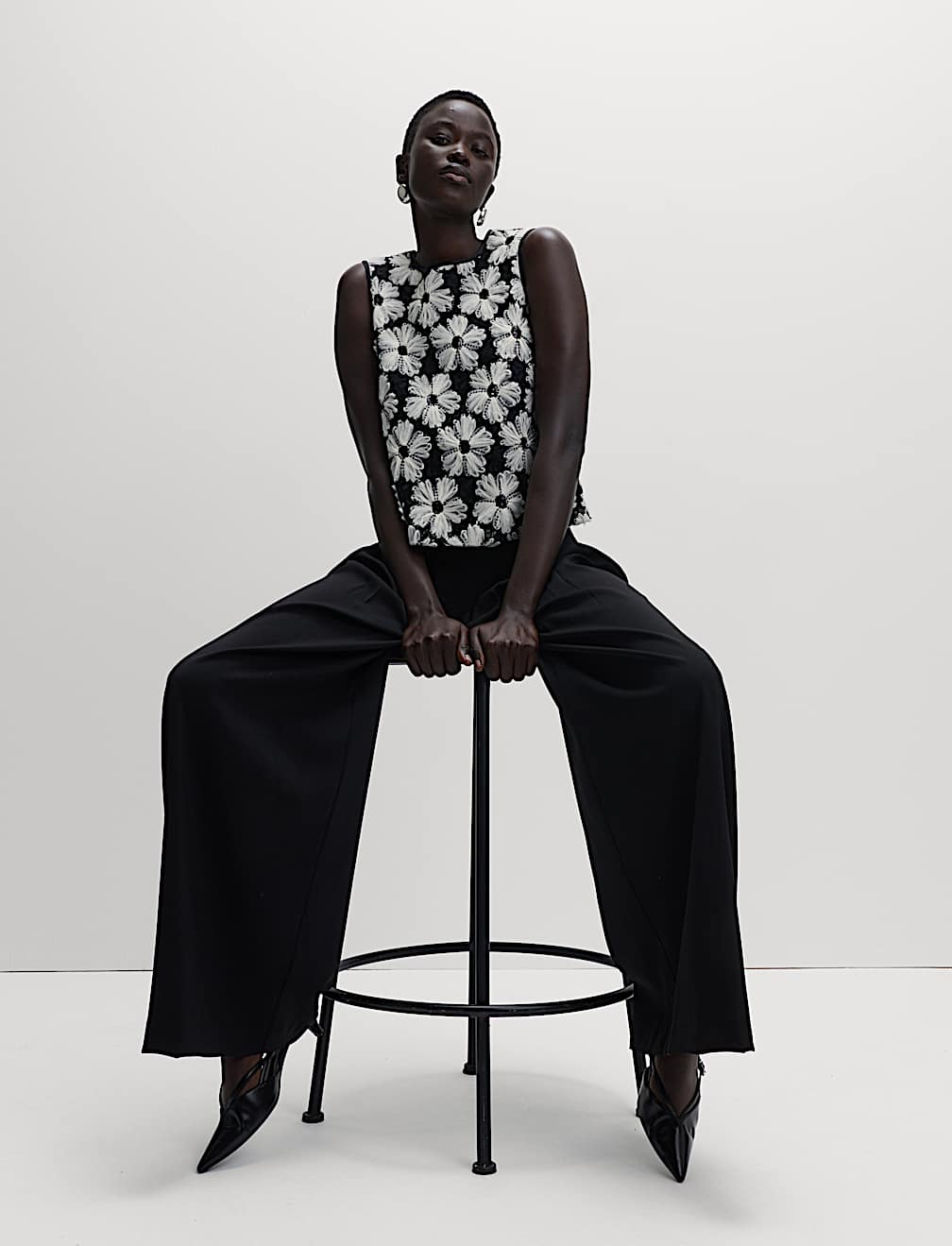 Sequin Embellished Floral Shell Top