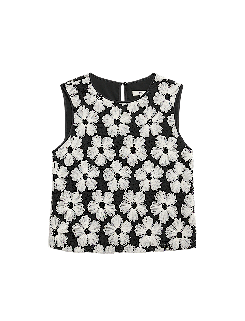 Sequin Embellished Floral Shell Top