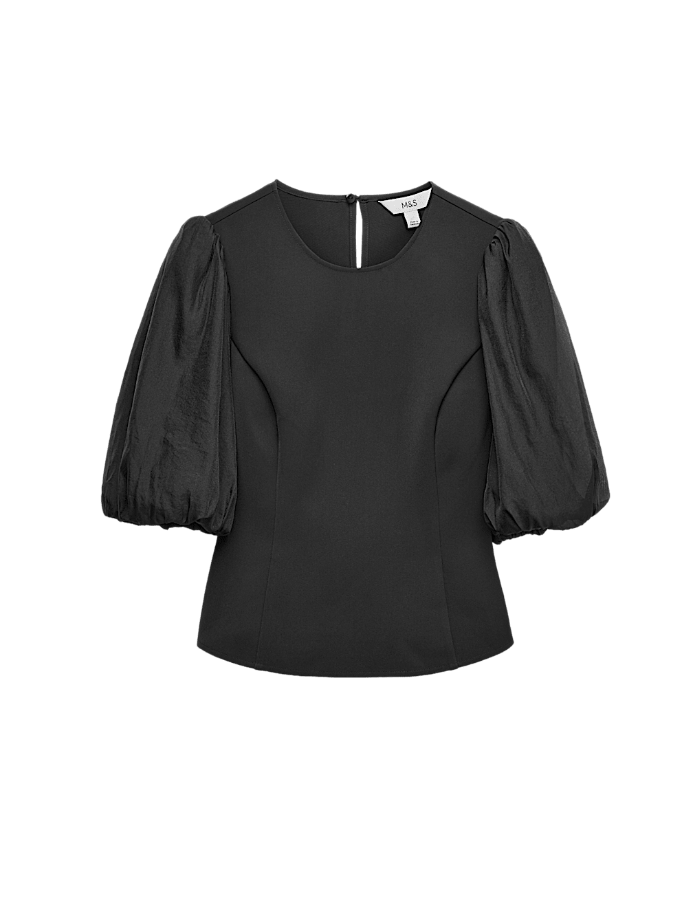 Organza Waisted Puff Sleeve Top
