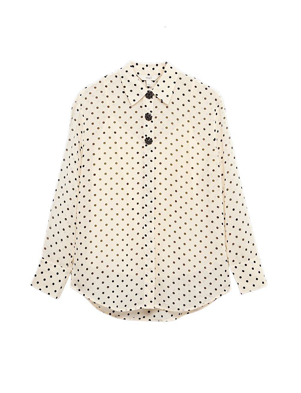 Polka Dot Embellished Button Detail Shirt