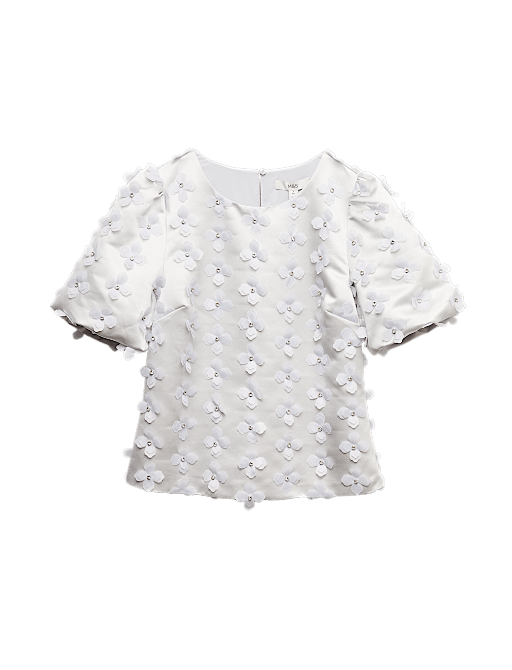 Satin Floral Appliqué Embellished Top