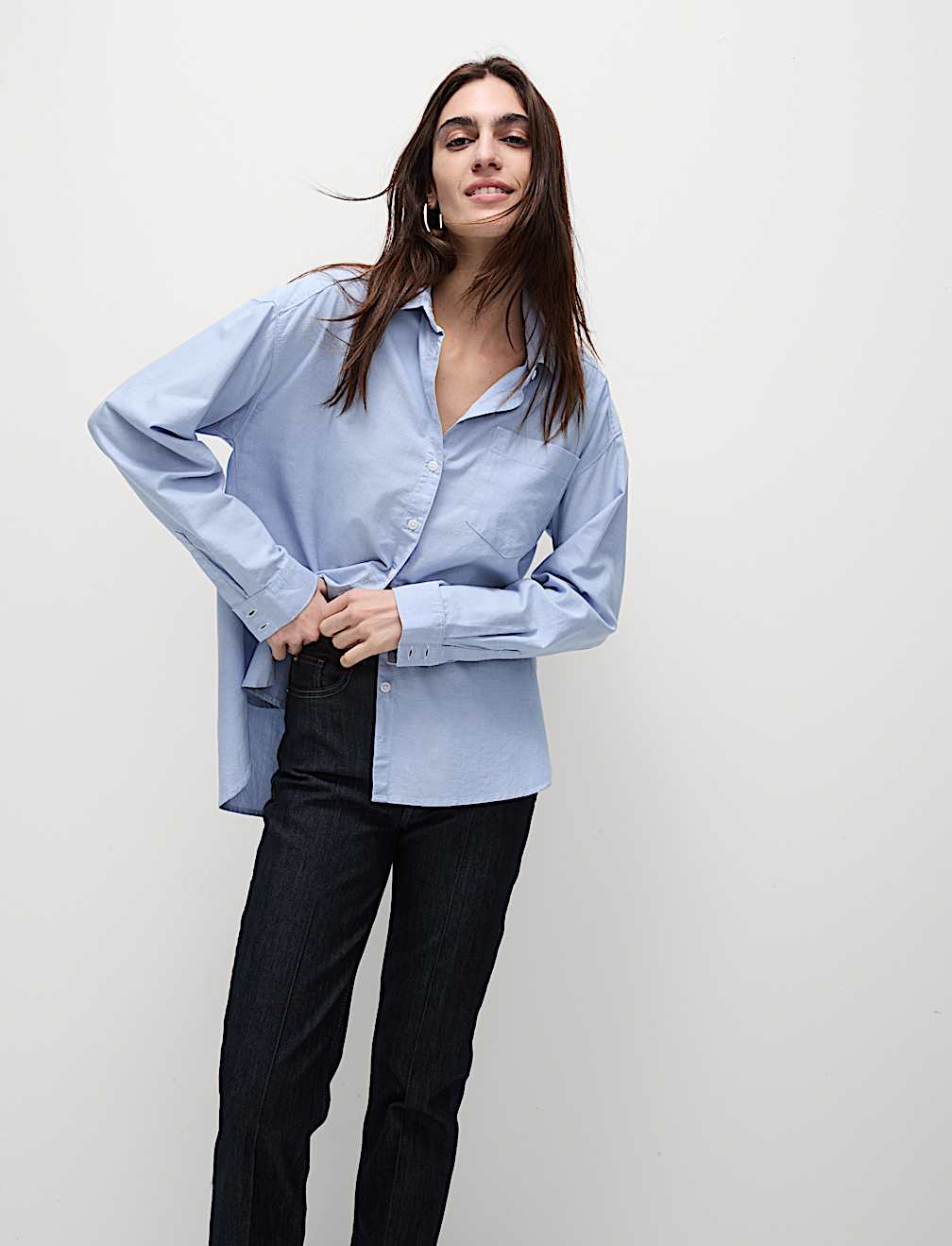 Pure Cotton Collared Oversized Shirt