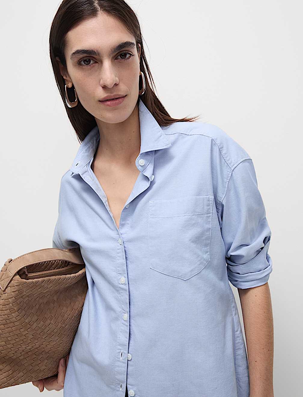 Pure Cotton Collared Oversized Shirt