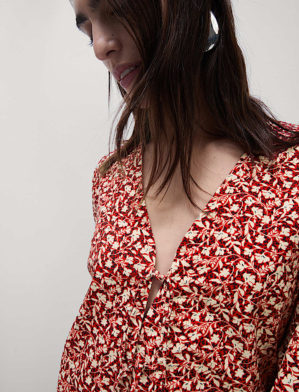 Pure Cotton Printed Tie Front Top