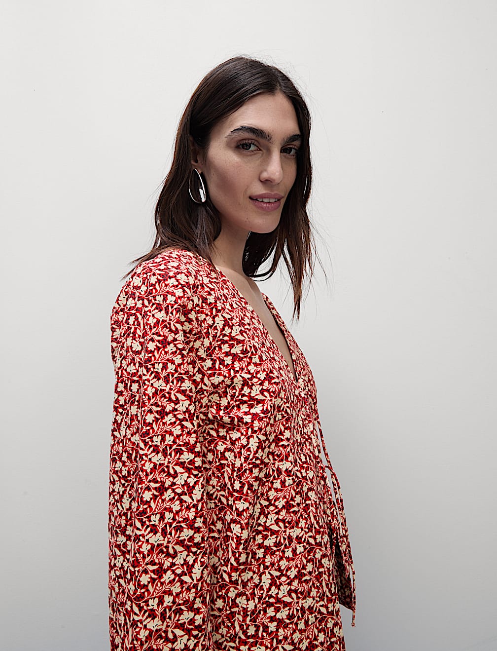 Pure Cotton Printed Tie Front Top