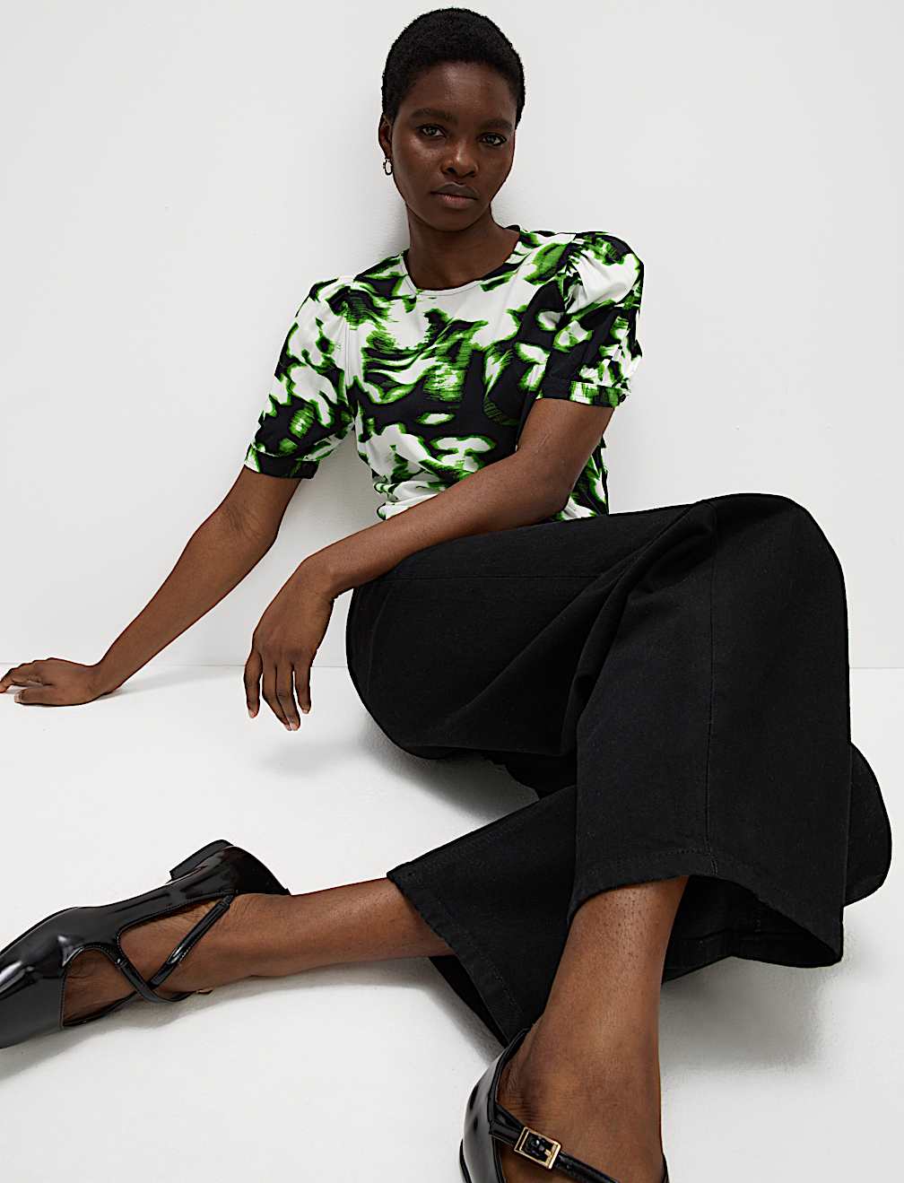 Printed Puff Sleeve Blouse