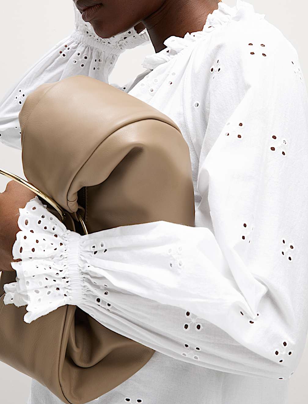 Pure Cotton Broderie Frill Detail Blouse