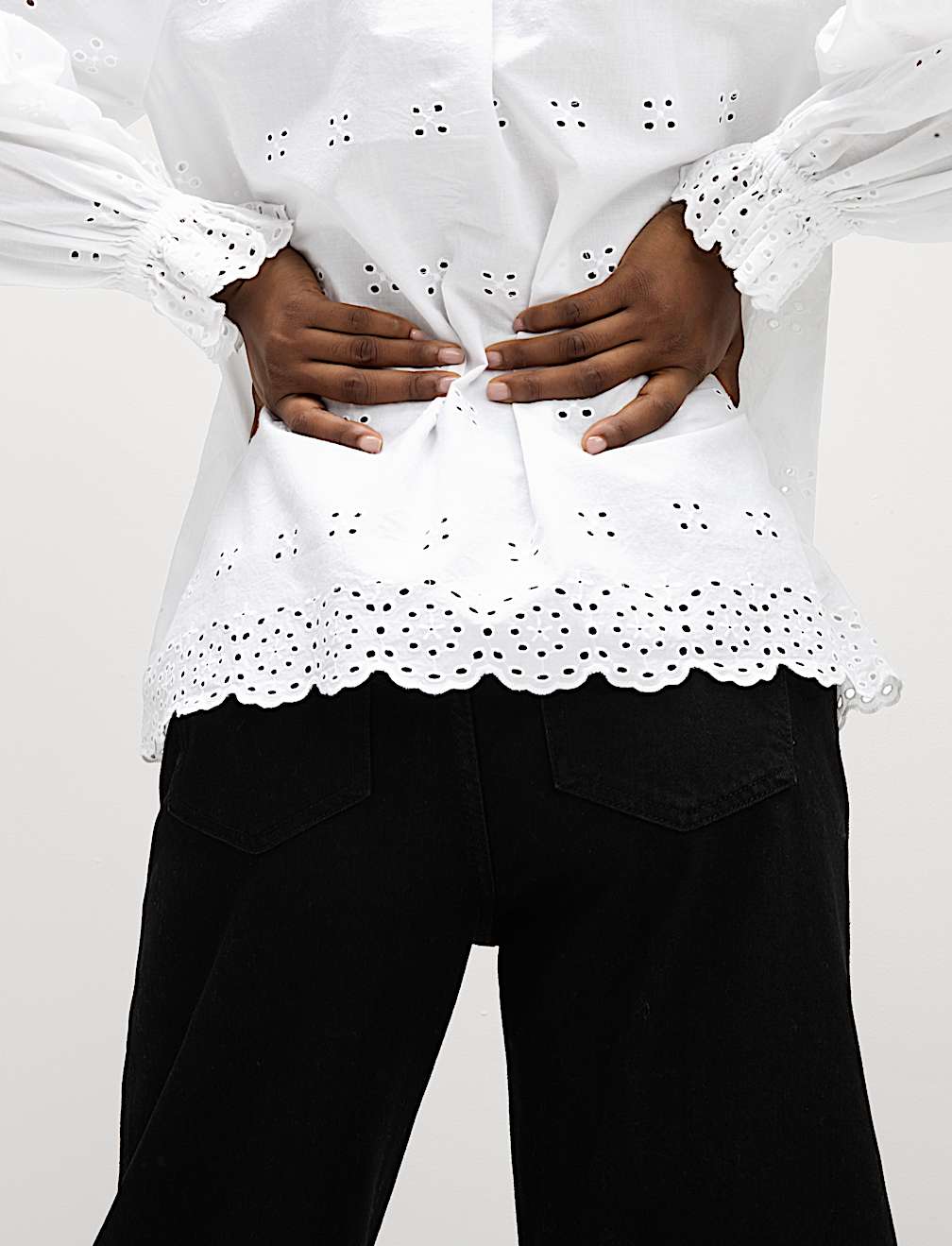 Pure Cotton Broderie Frill Detail Blouse