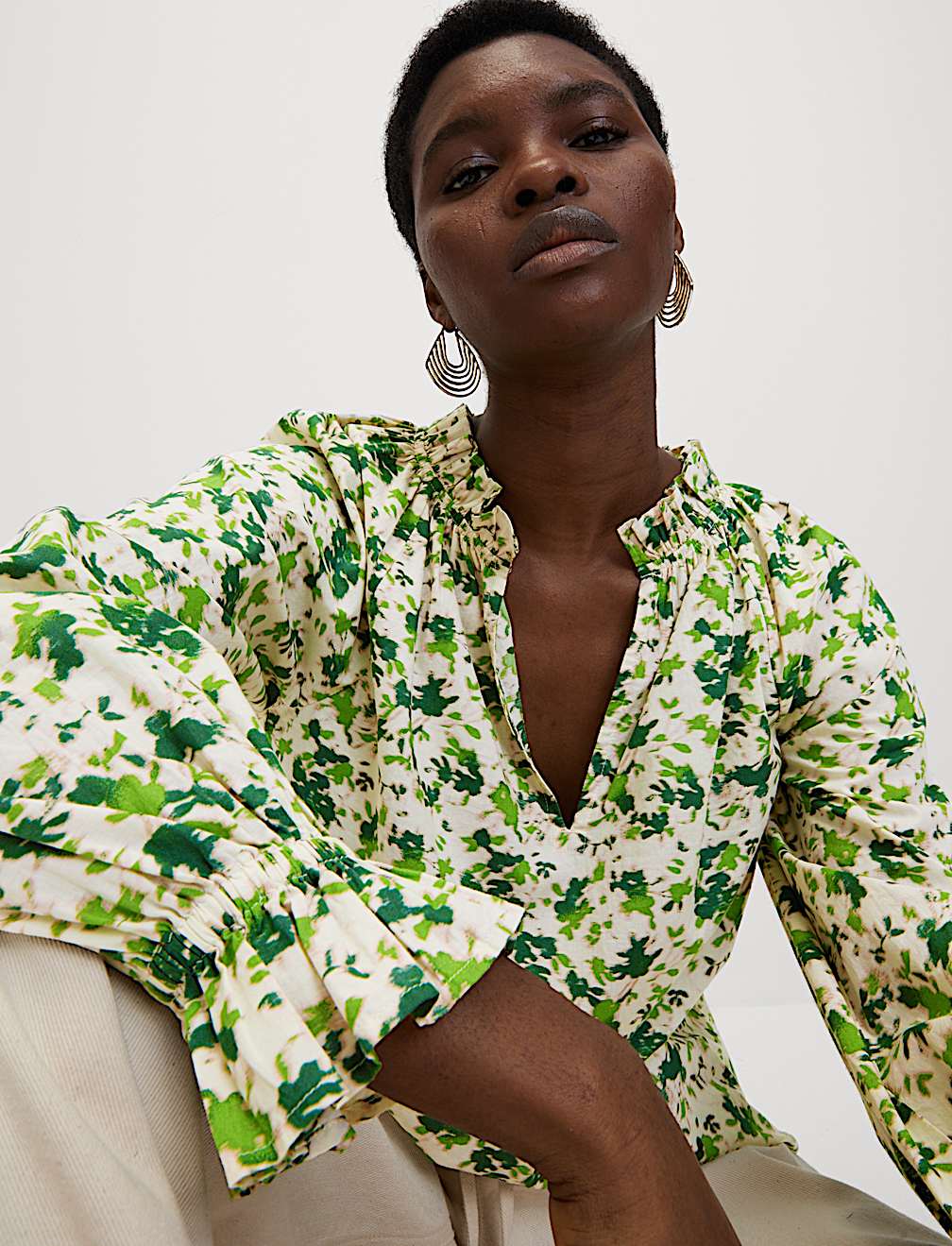 Pure Cotton Floral Printed Blouse