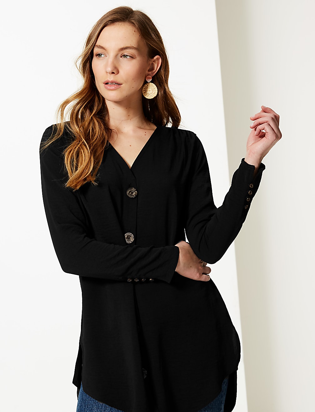 V-Neck Long Sleeve Tunic