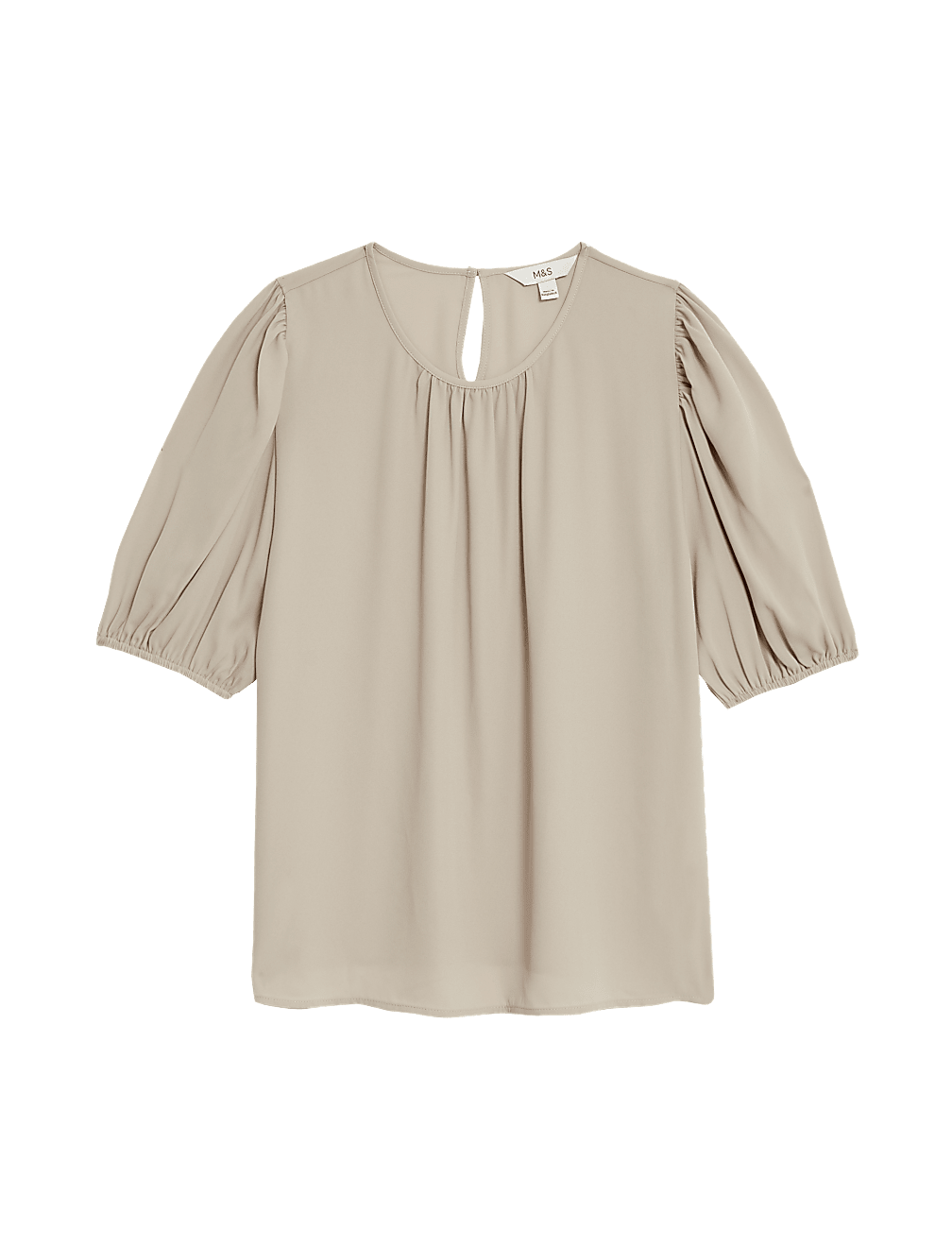Round Neck Puff Sleeve Blouse