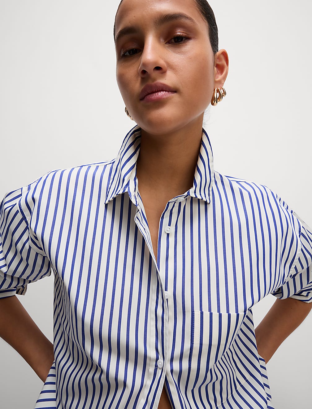 Pure Cotton Striped Collared Shirt