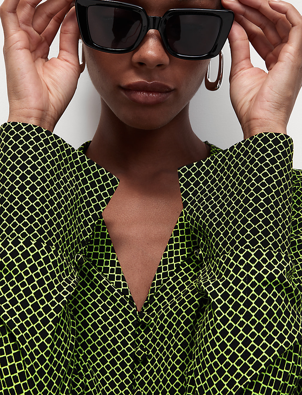 Printed Lapel Collar Shirt