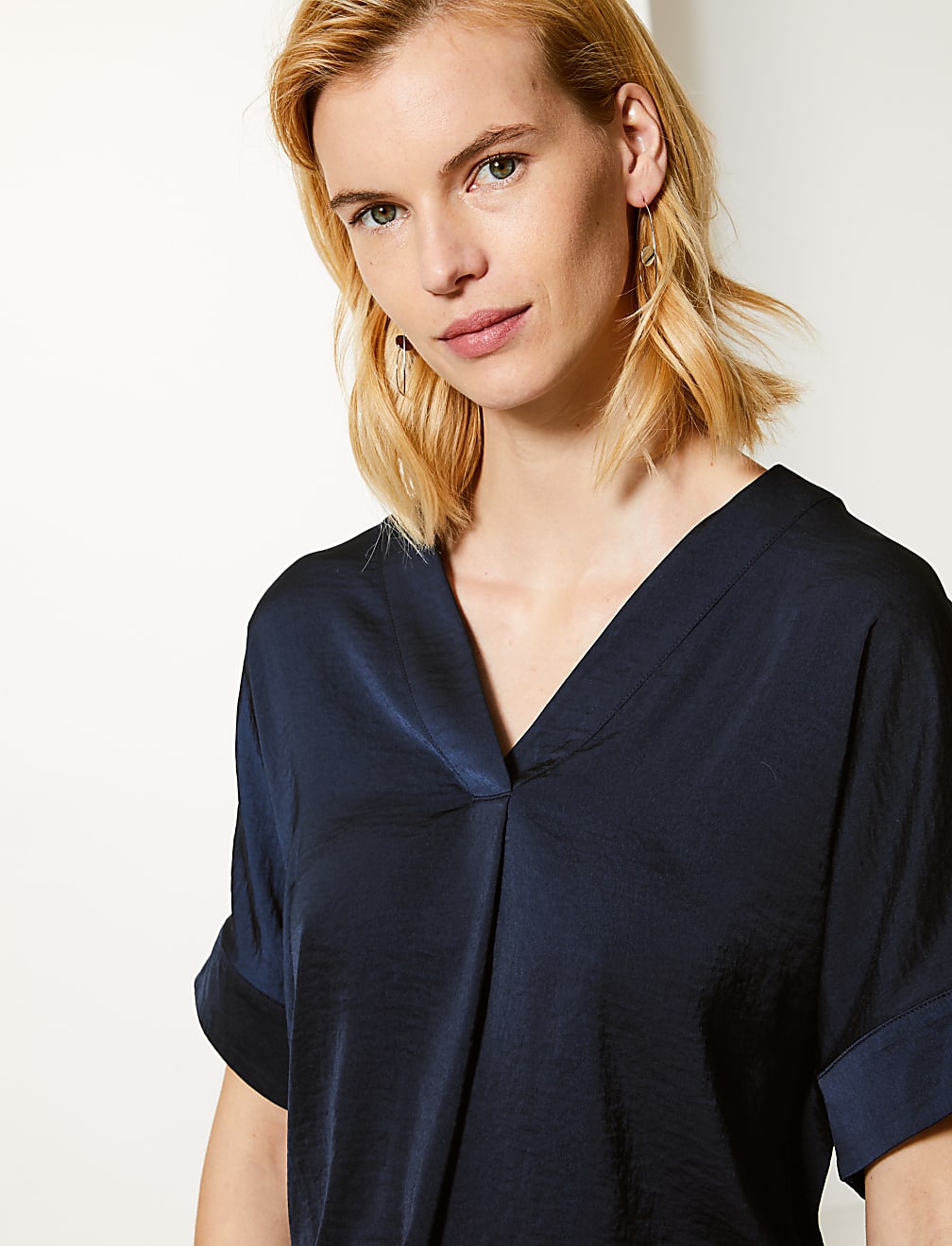 V-Neck Longline Short Sleeve Tunic