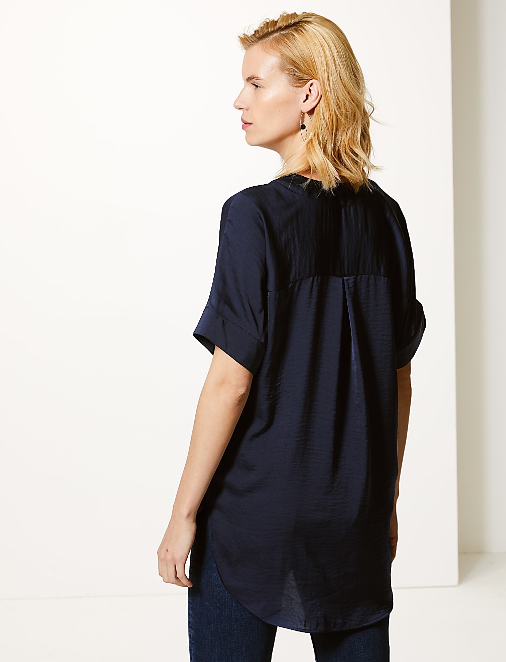 V-Neck Longline Short Sleeve Tunic