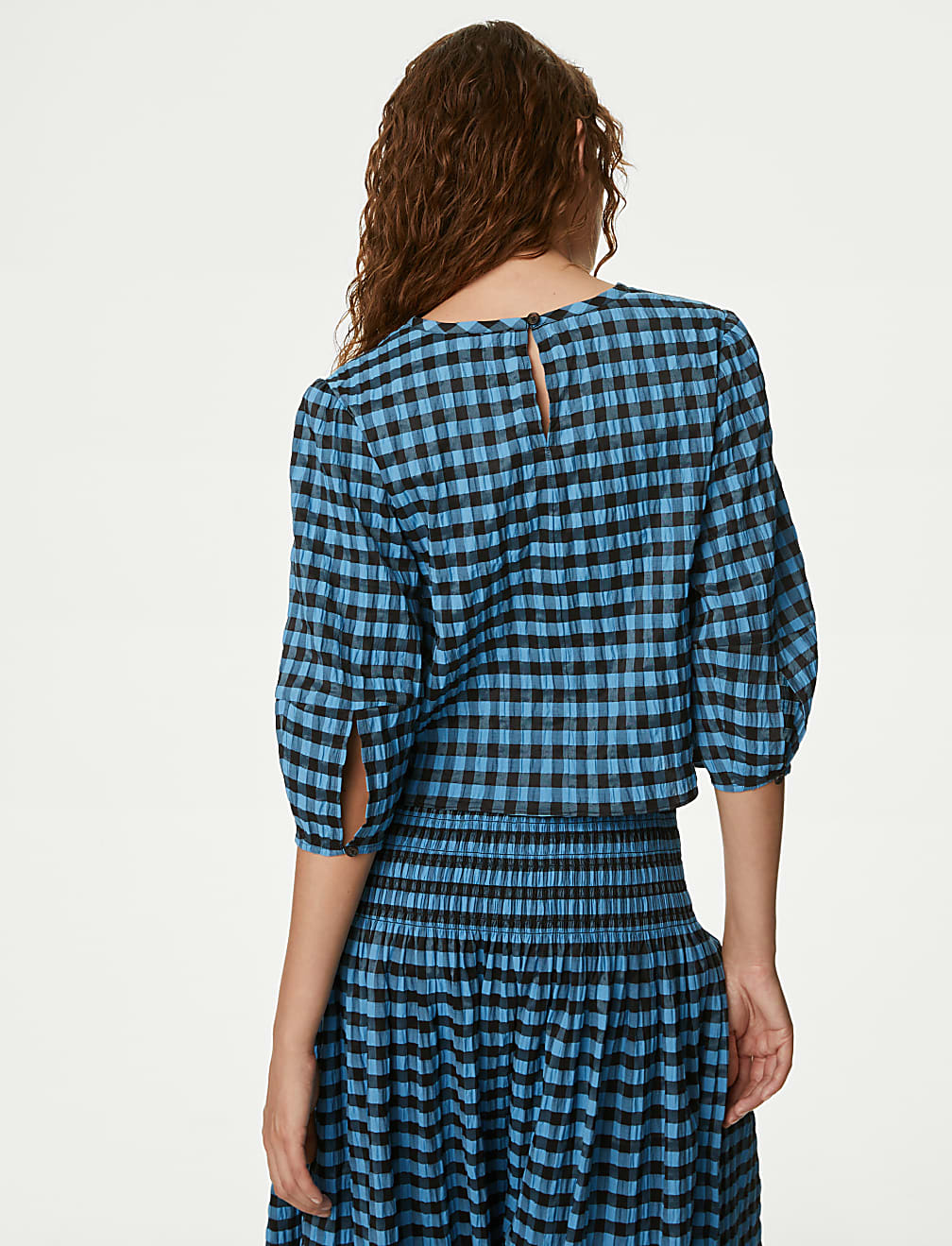 Cotton Blend Checked Blouse