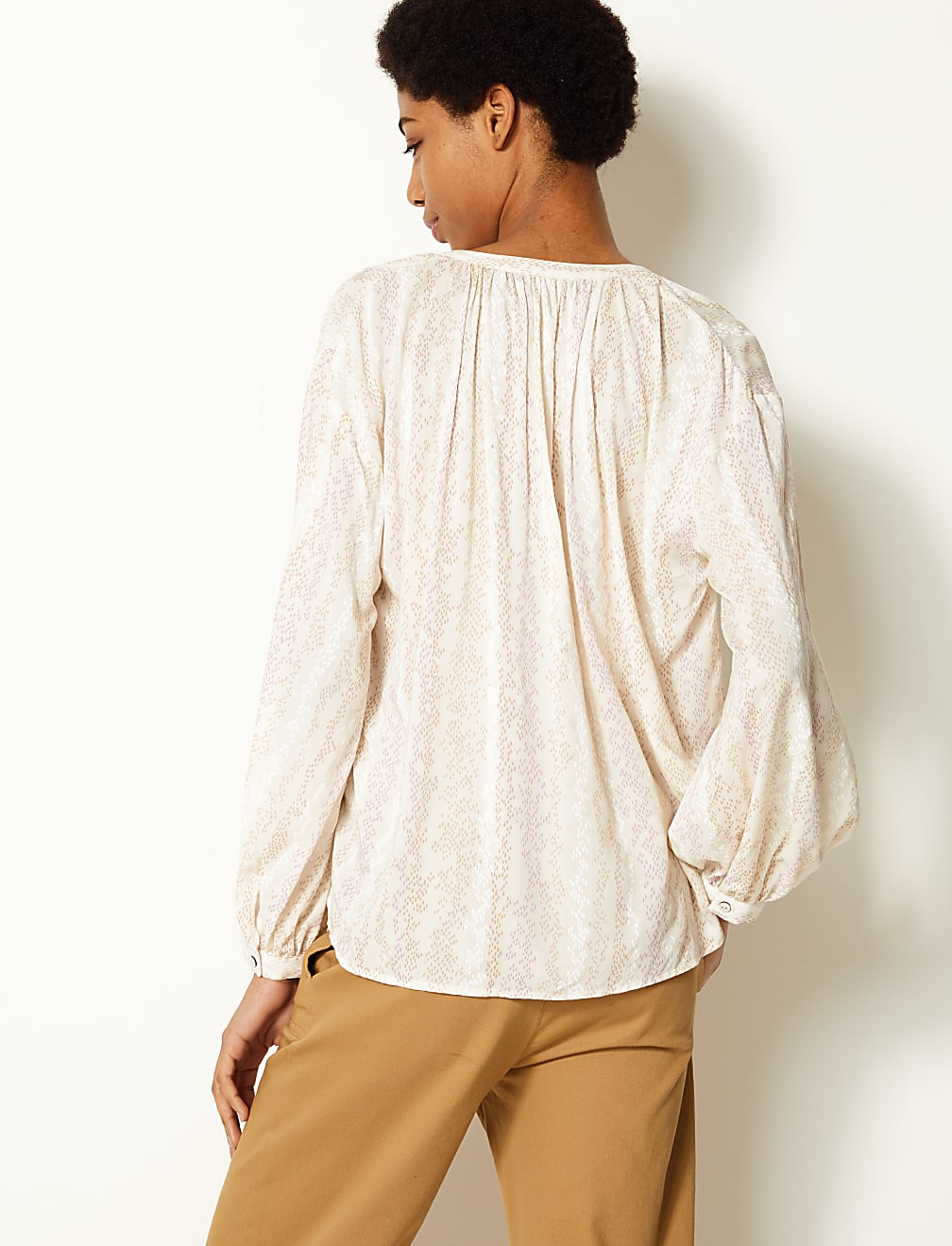 Animal Print Blouson Sleeve Blouse