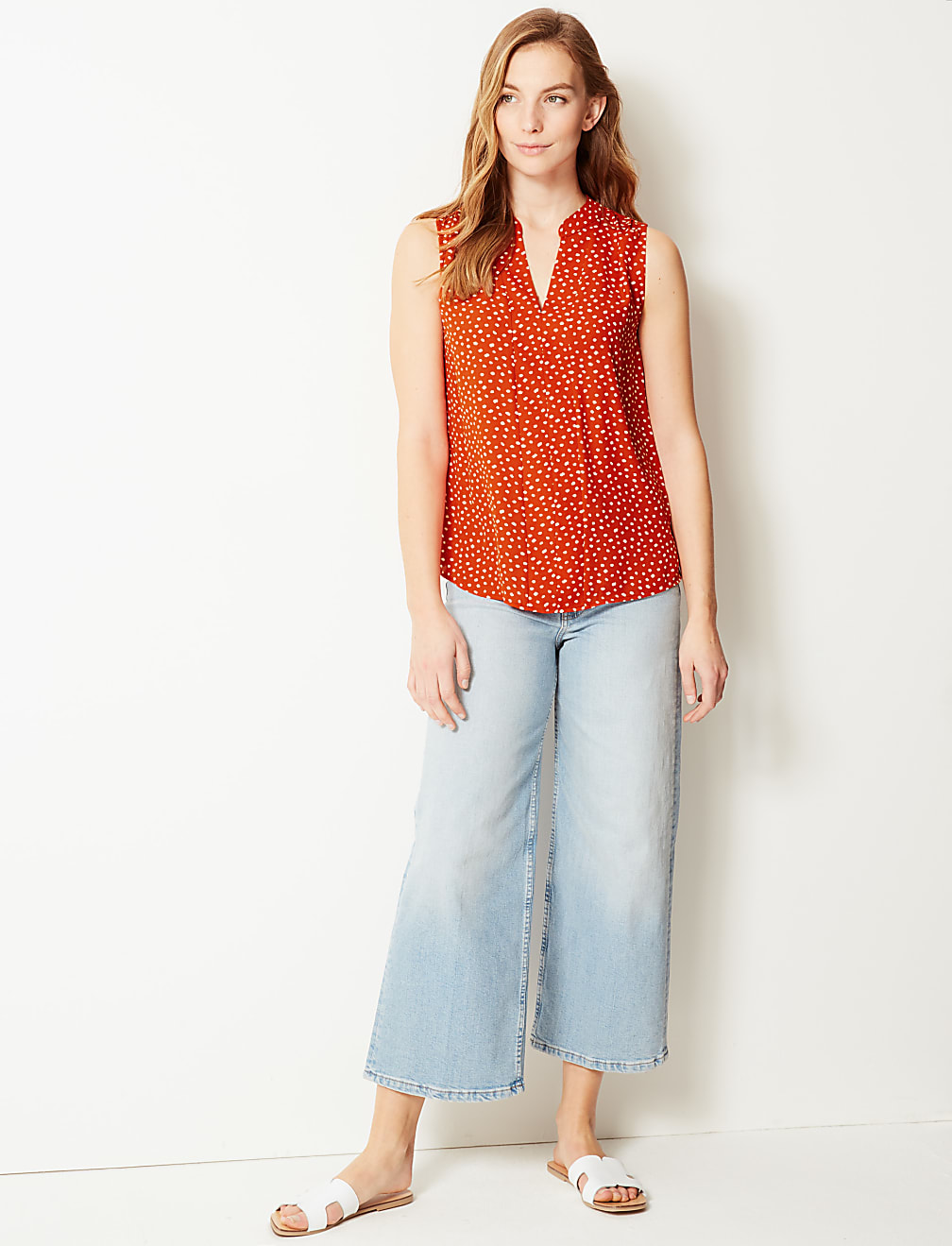 Polka Dot V-Neck Shell Top