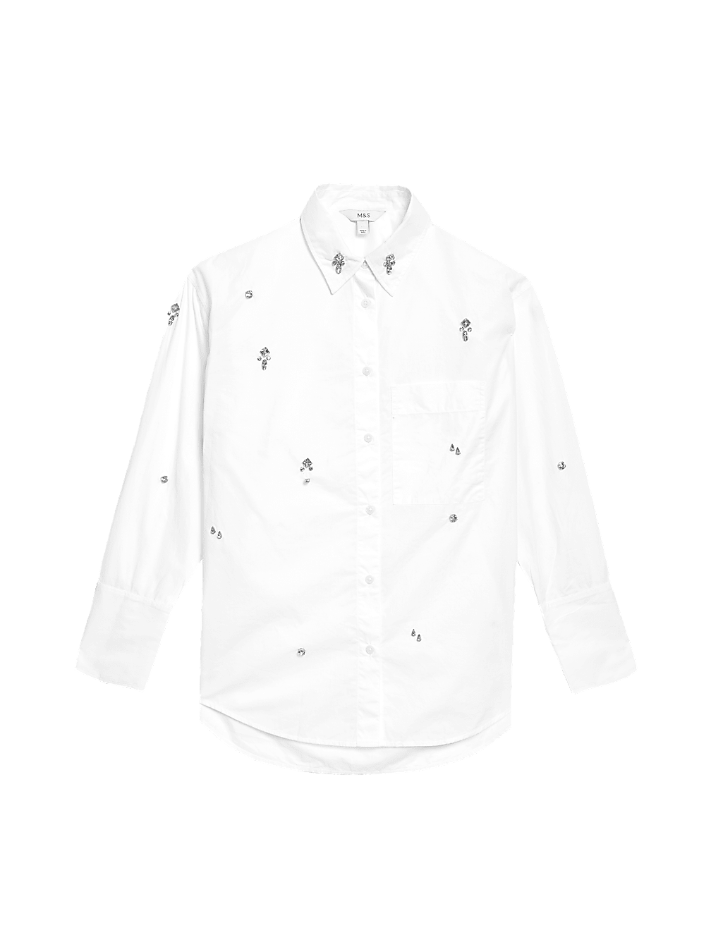 Pure Cotton Embellished Button Through Shirt