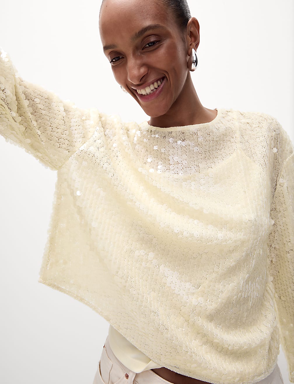 Sequin Round Neck Blouse