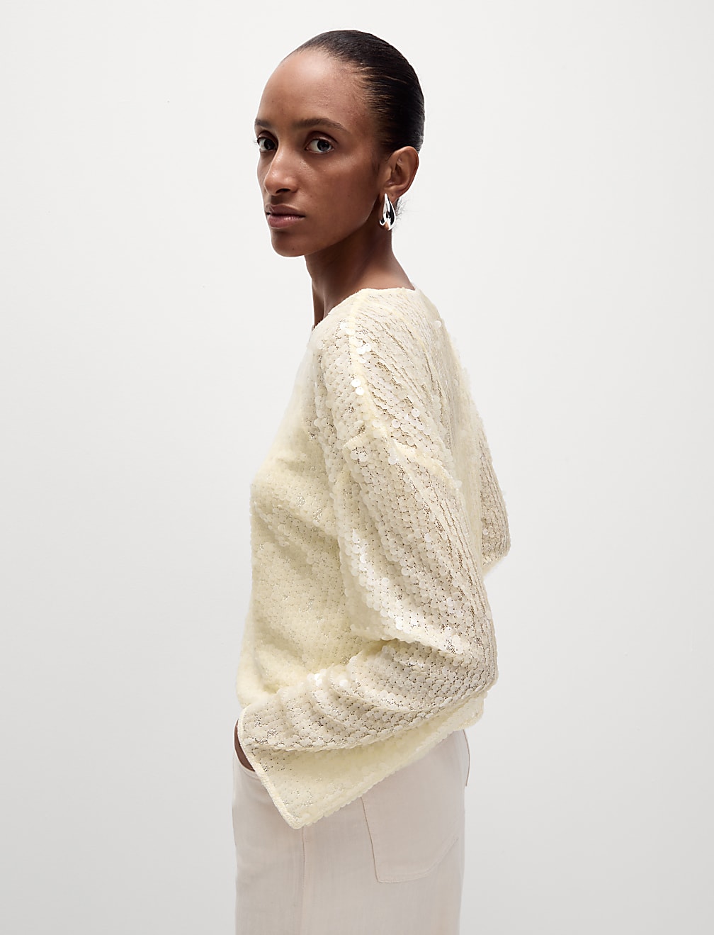 Sequin Round Neck Blouse