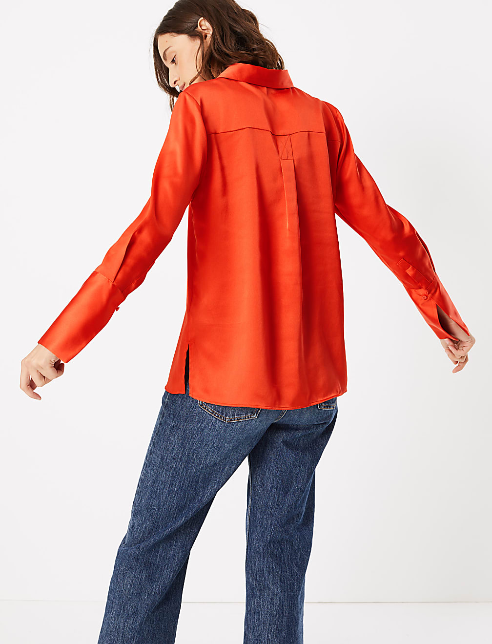 Satin Flared Cuff Shirt