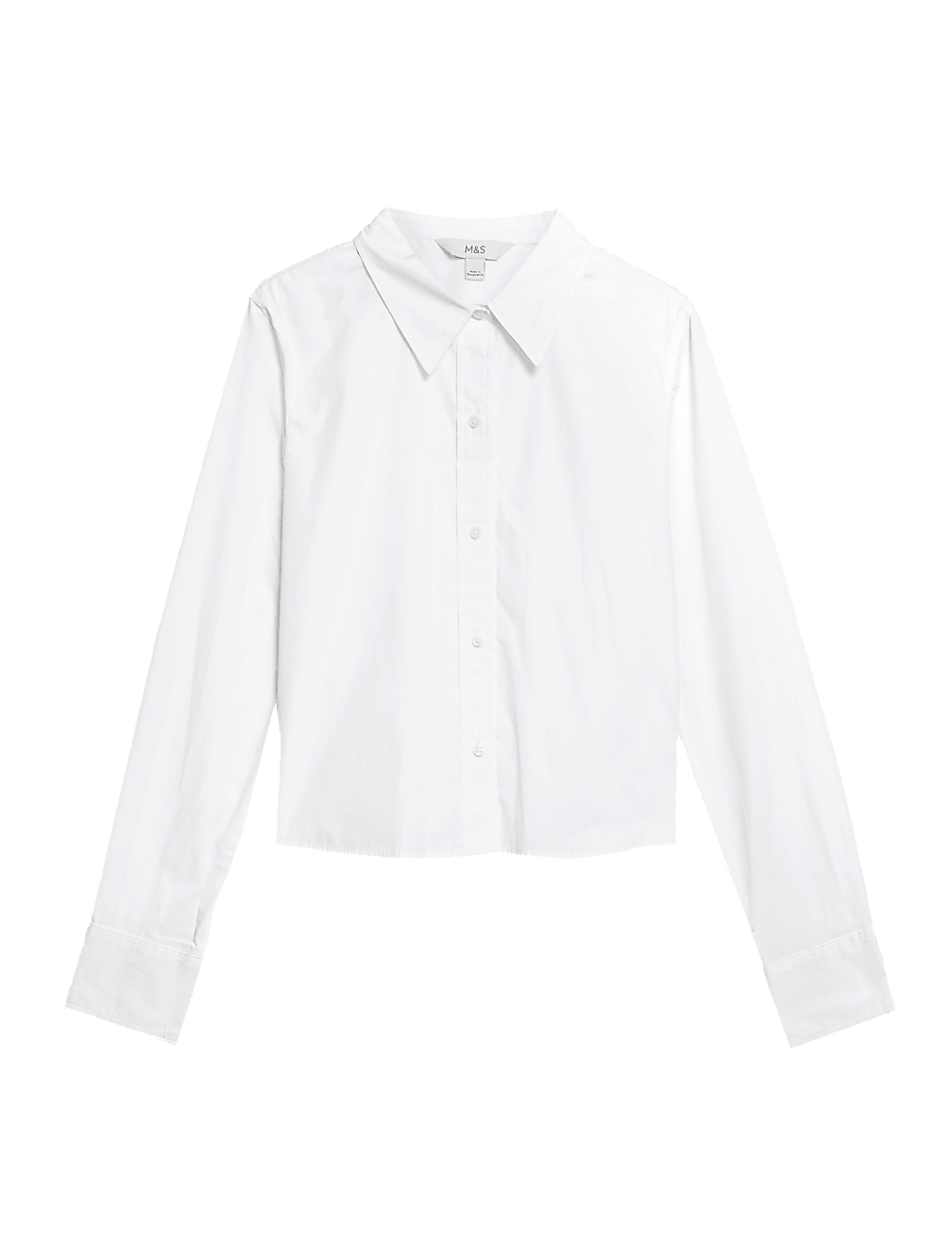 Pure Cotton Collared Cropped Shirt