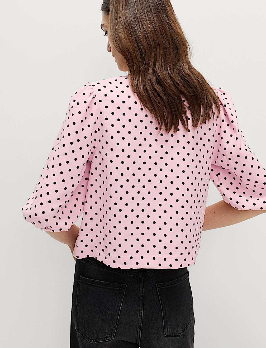Polka Dot Embellished Bow Top