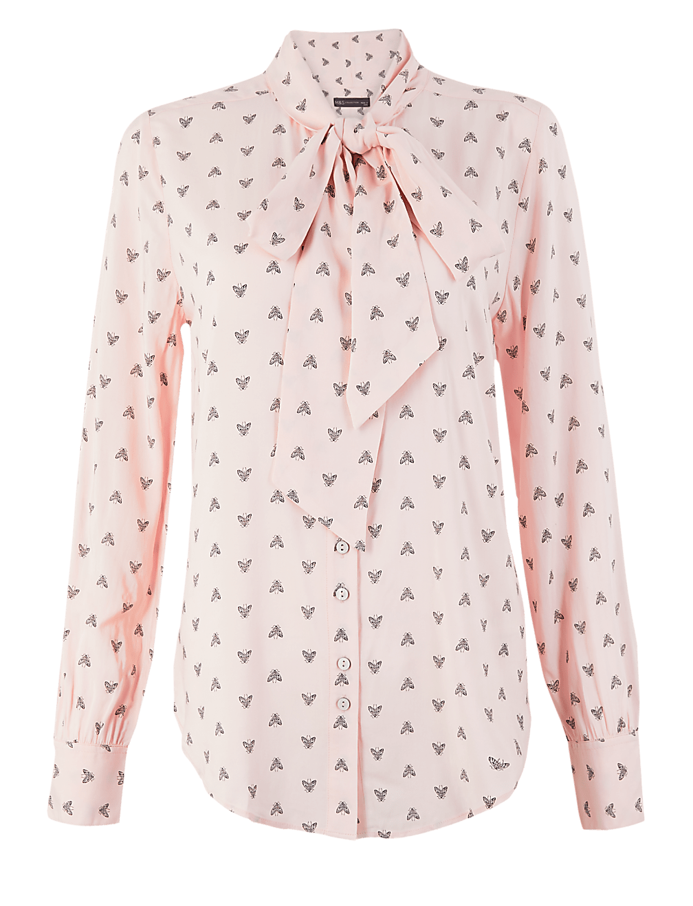 Moth Print Long Sleeve Blouse