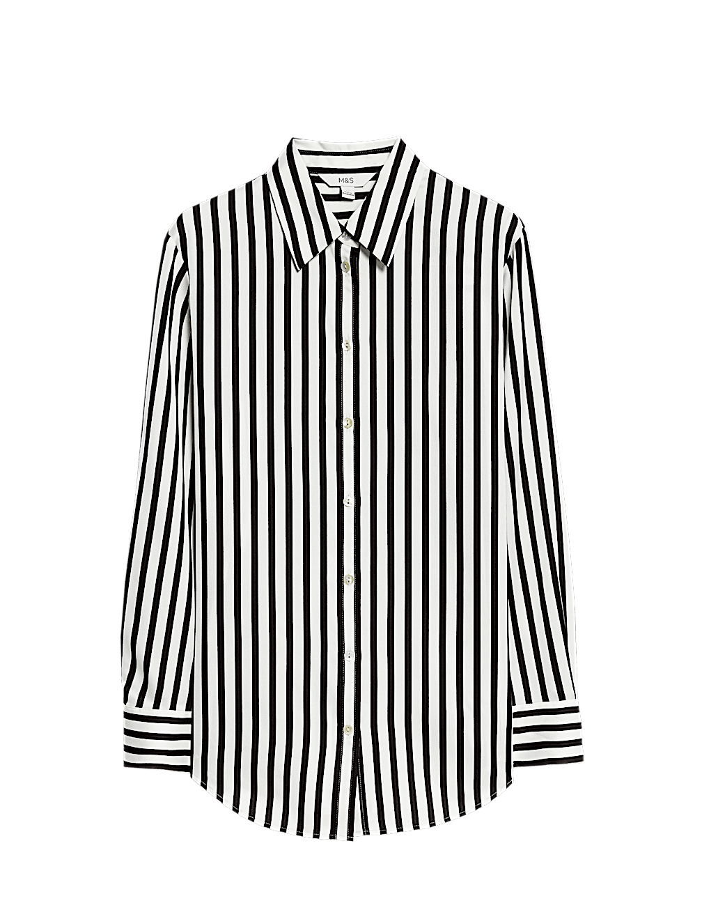 Satin Striped Collared Button Through Shirt
