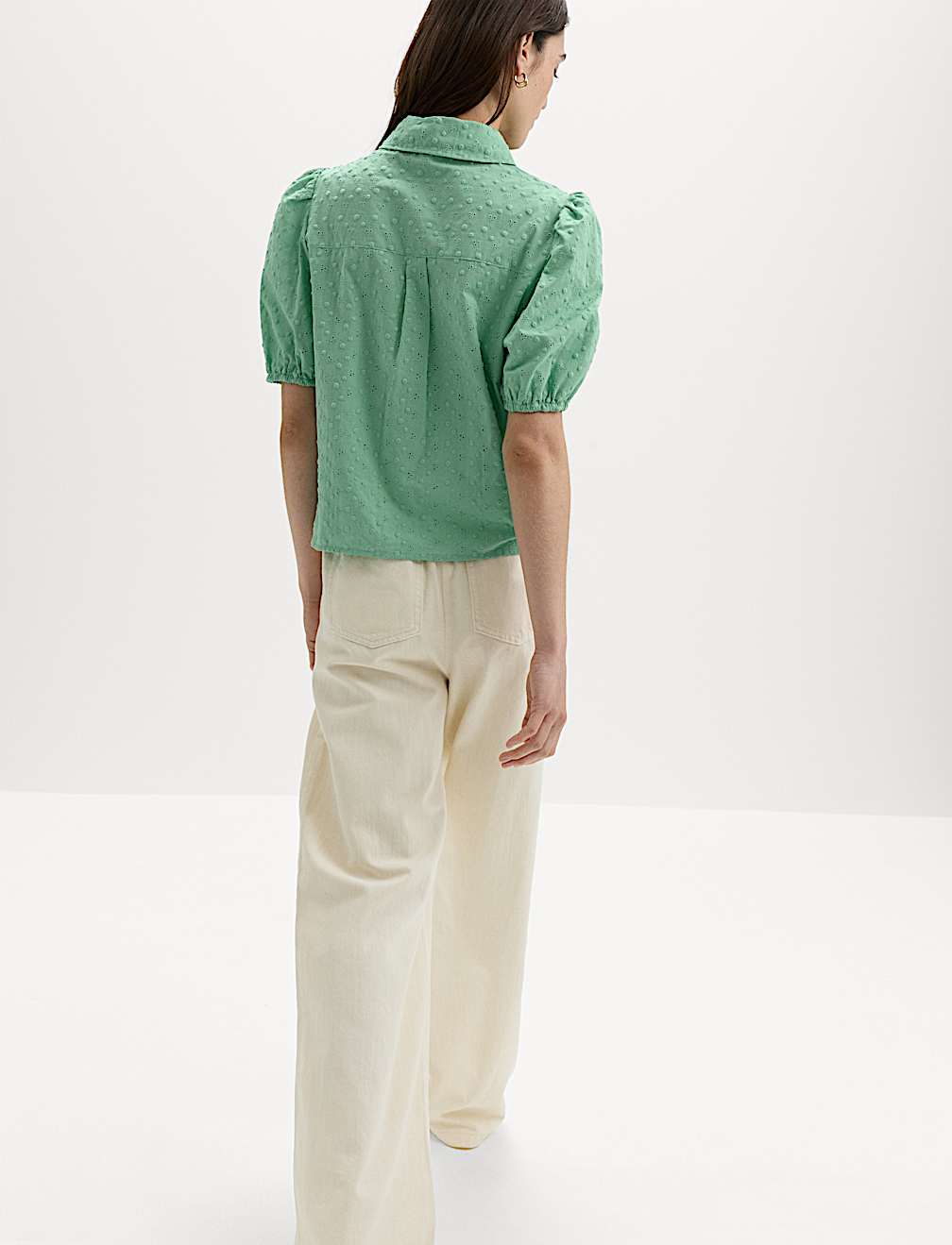 Pure Cotton Embroidered Button Through Shirt