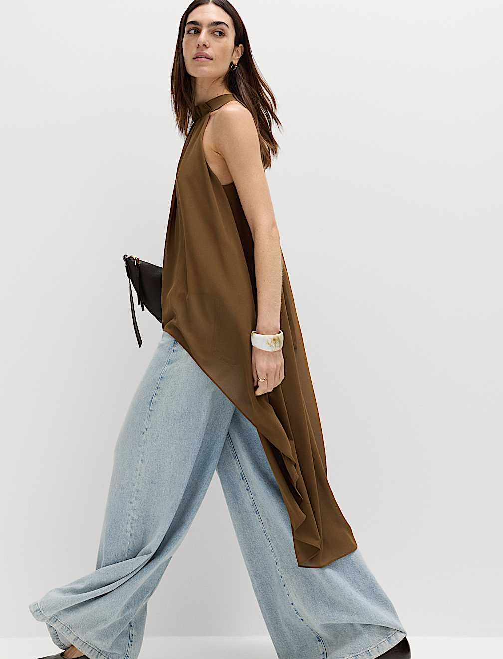 Draped Halter Neck Longline Top