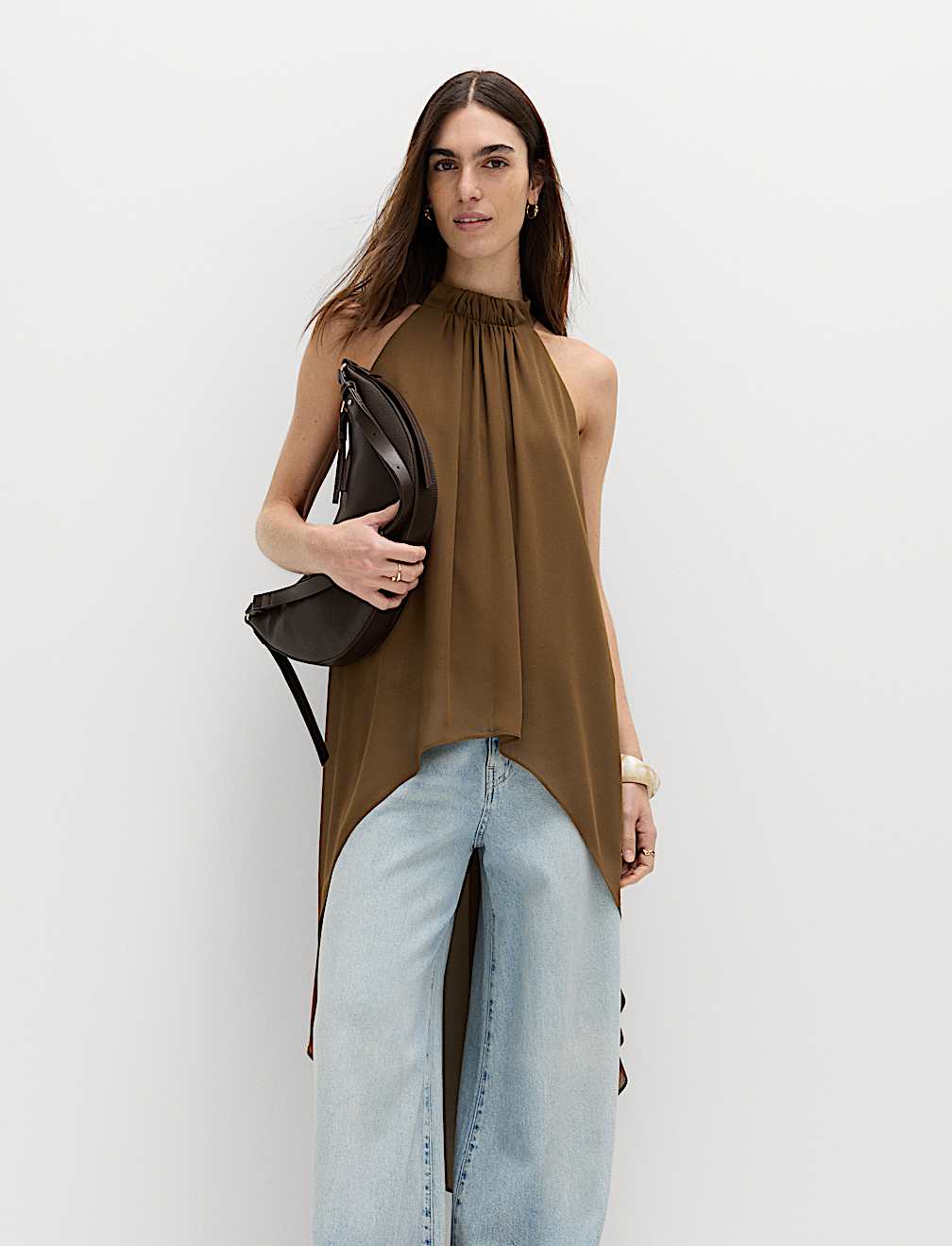 Draped Halter Neck Longline Top