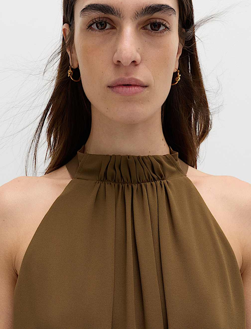 Draped Halter Neck Longline Top