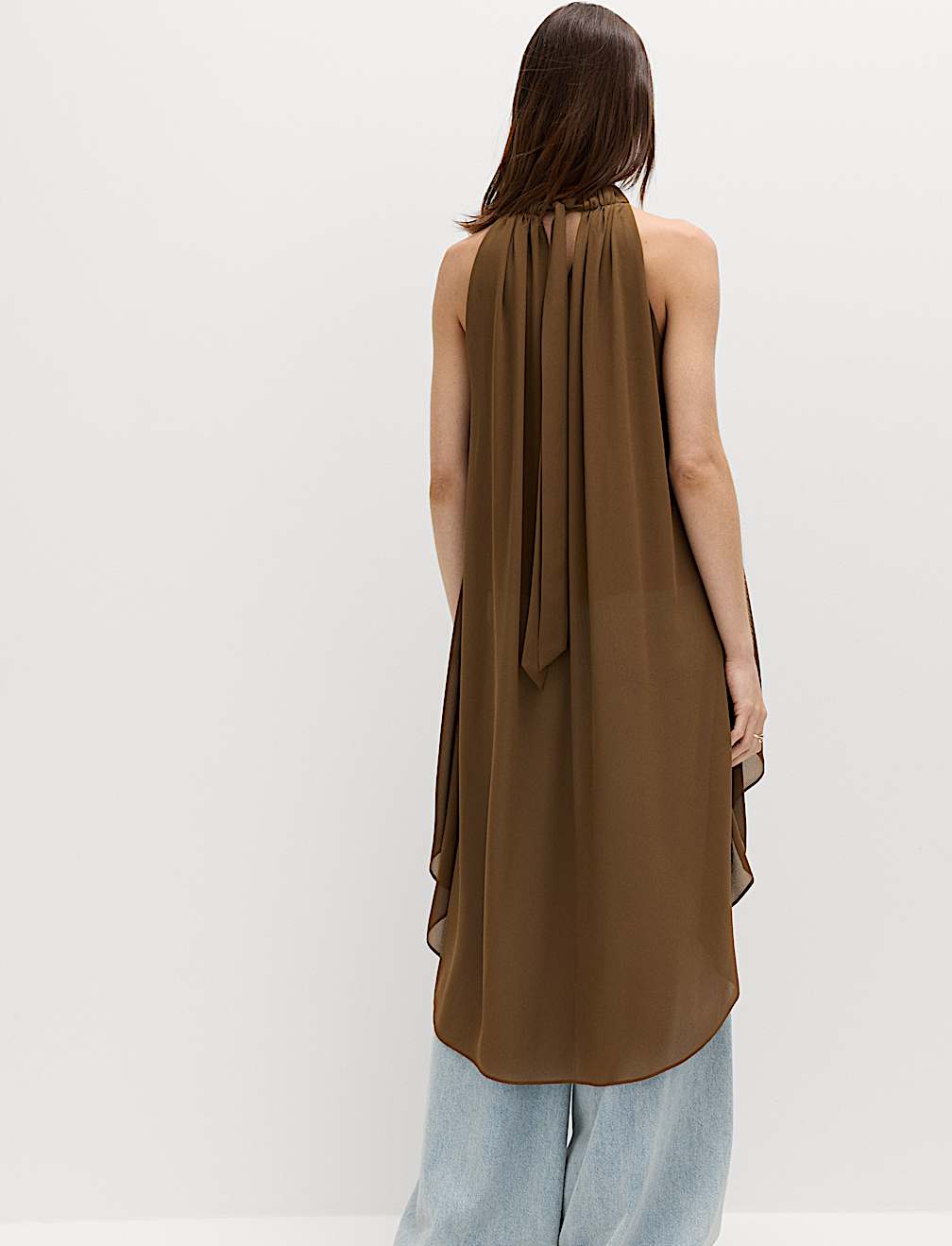 Draped Halter Neck Longline Top