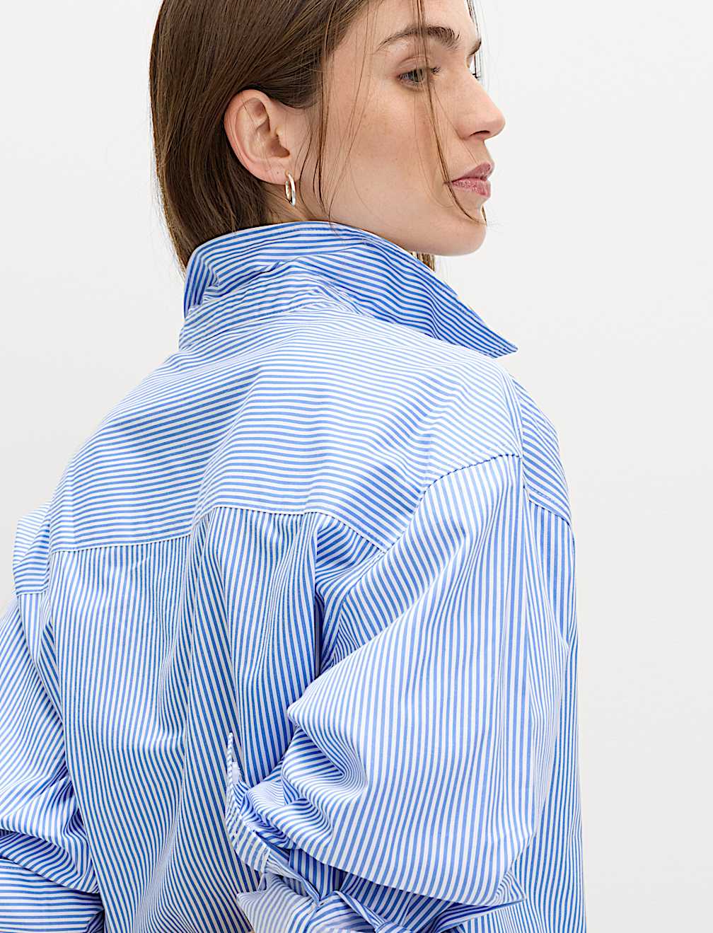 Pure Cotton Striped Oversized Shirt