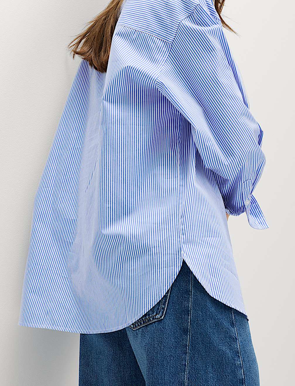 Pure Cotton Striped Oversized Shirt