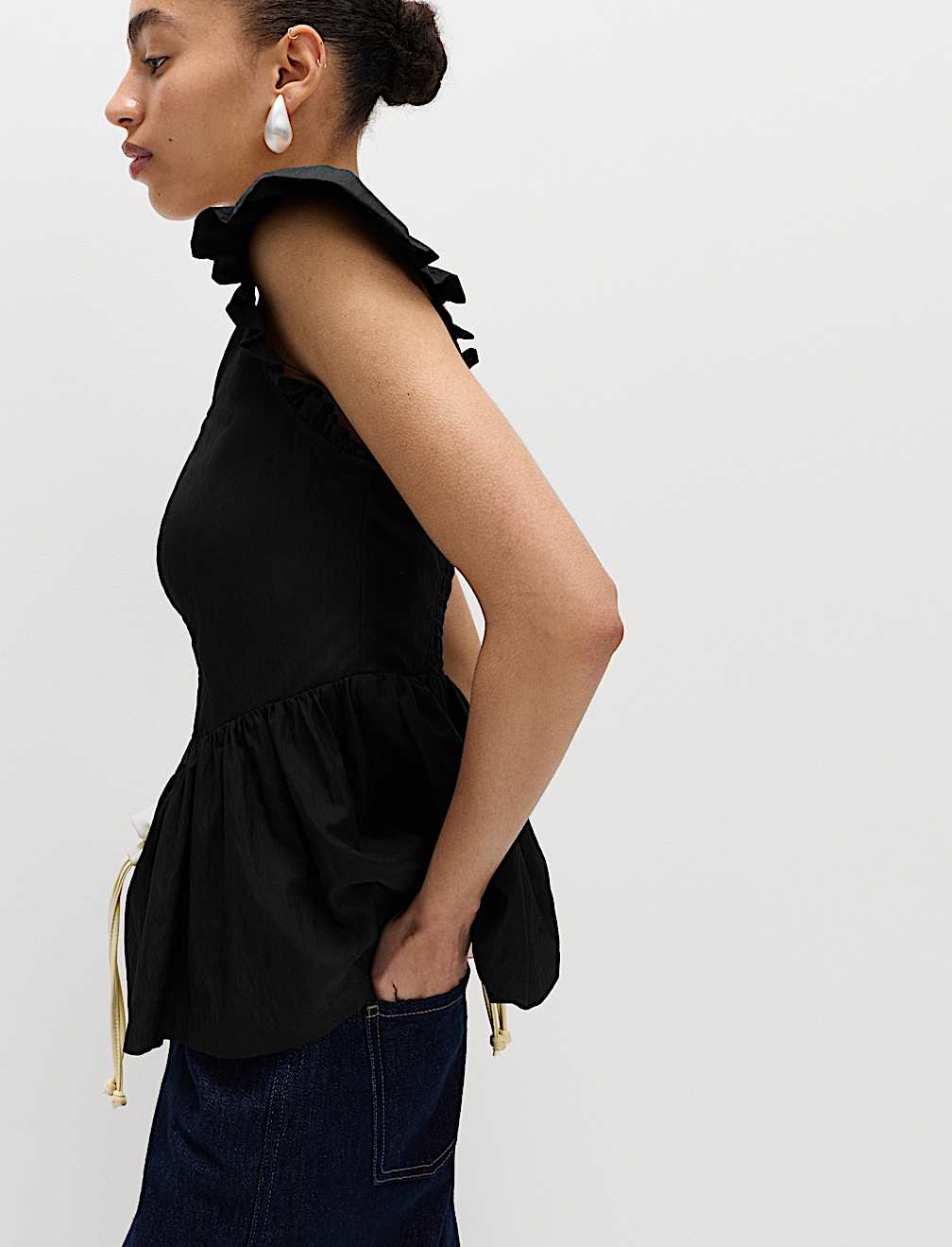 Square Neck Peplum Top