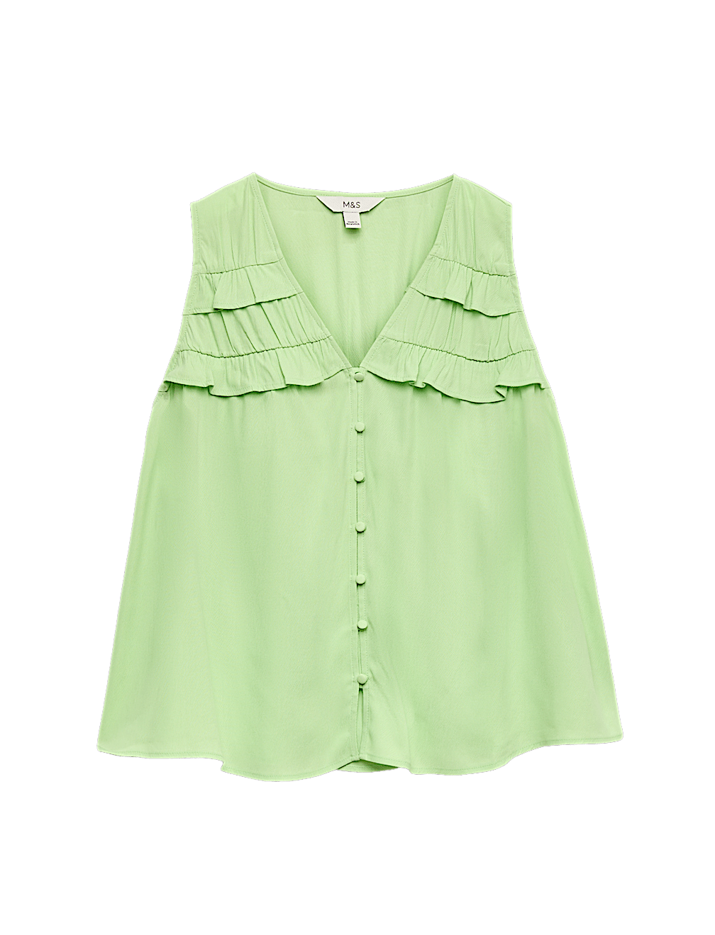 Lyocell Rich V-Neck Frill Detail Top