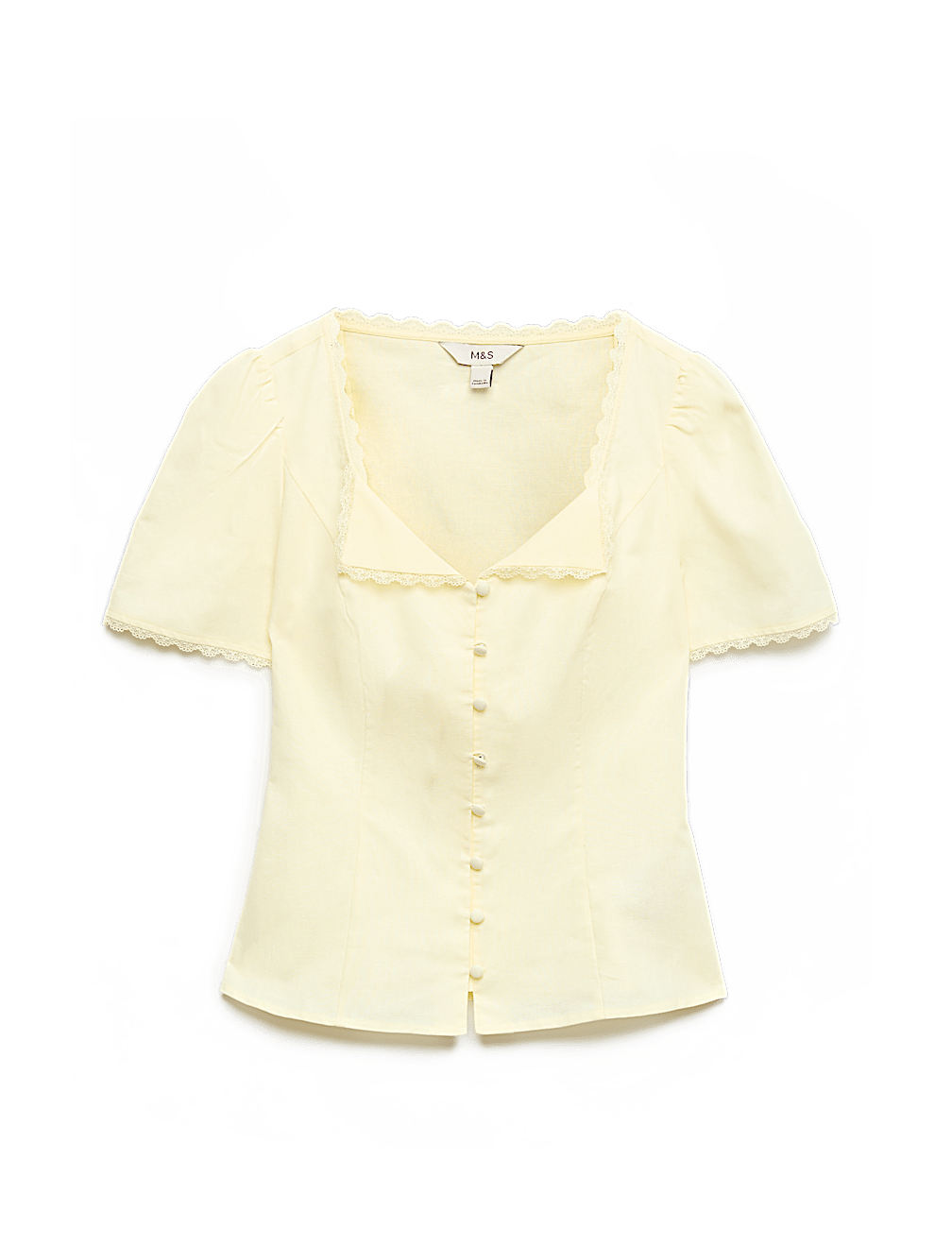 Cotton Blend Lace Detail Waisted Top